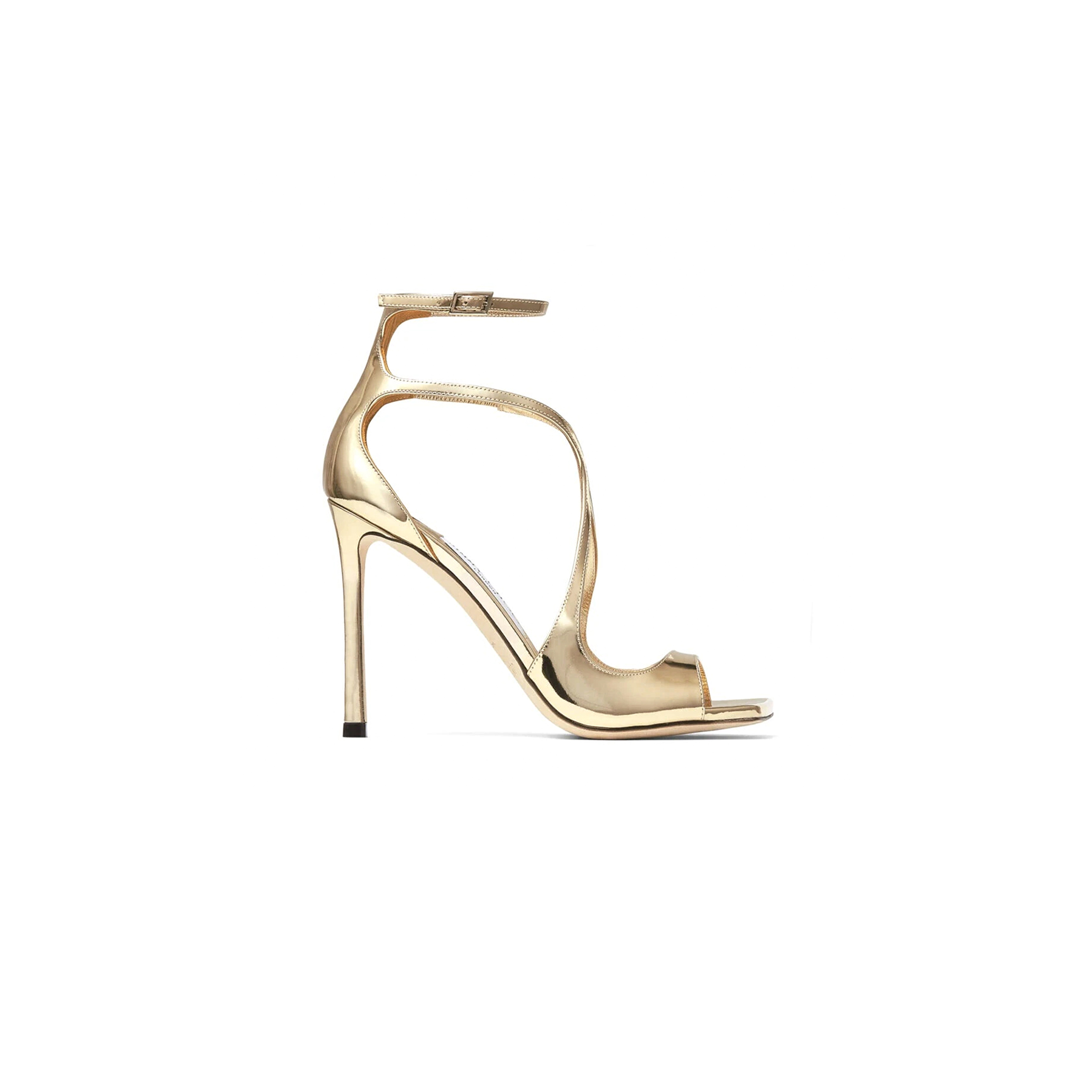 JIMMY CHOO AZIA 110 GOLD LIQUID METAL LEATHER SANDALS AZIA110QUI JIMMY CHOO AZIA 110 GOLD LIQUID METAL LEATHER SANDALS AZIA110QUI